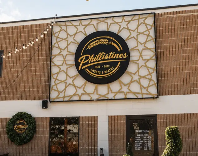 Phillistines Sweets and Bakery dimensional facade and patterned panel