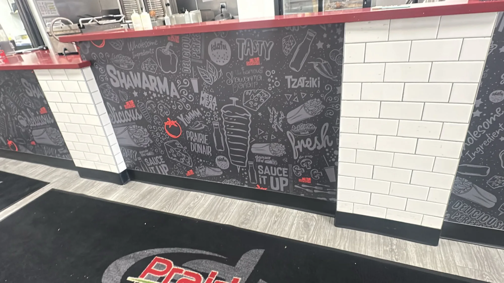 Prairie Donair printed counter front graphic wrap